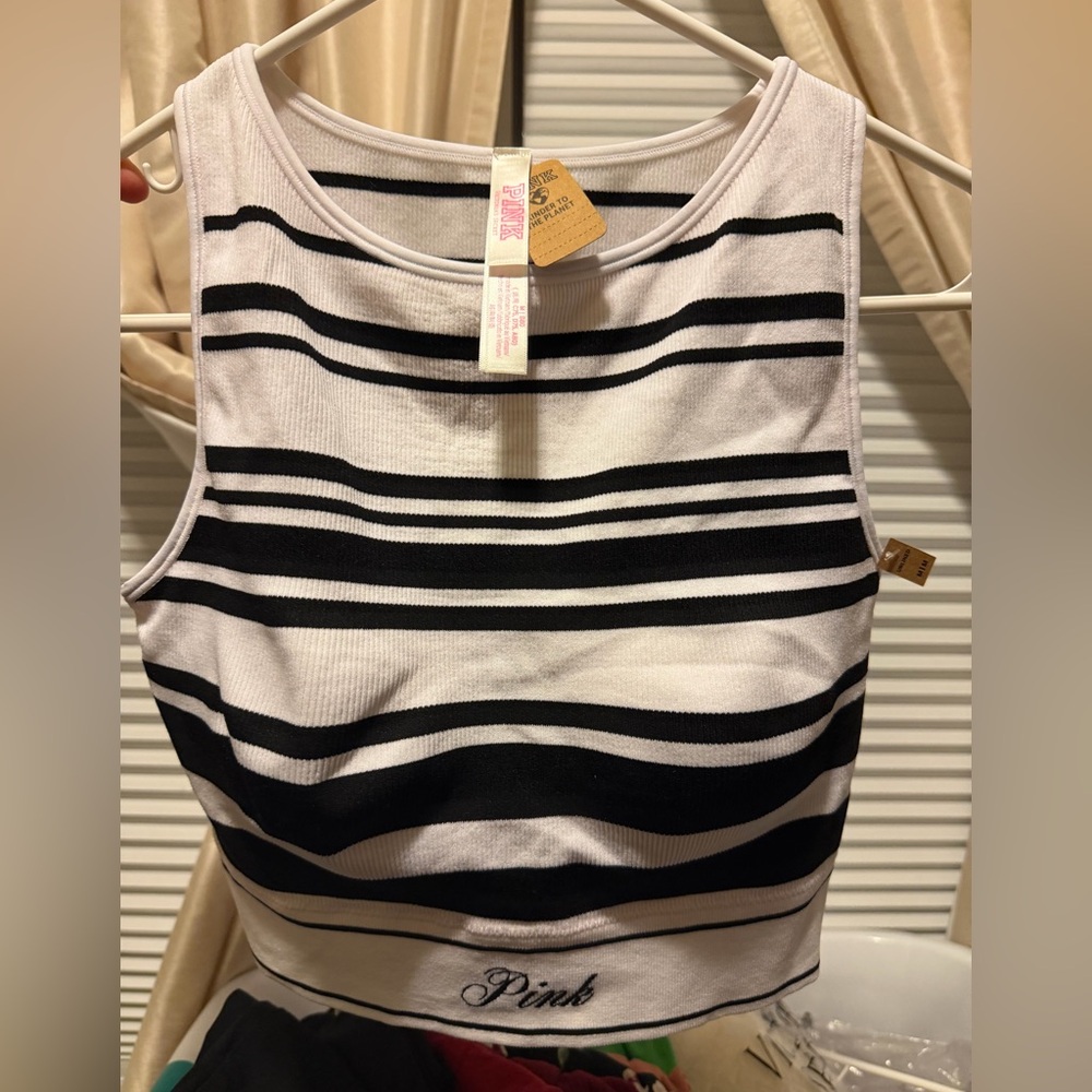 Victoria's Secret Black and White Striped Crop Top